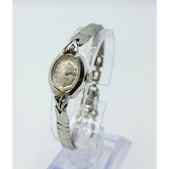 Ladies Gruen Precision 10k R.G.P. Bezel Diamond Accents 17J Manual Wind Watch - Picture 3 of 10